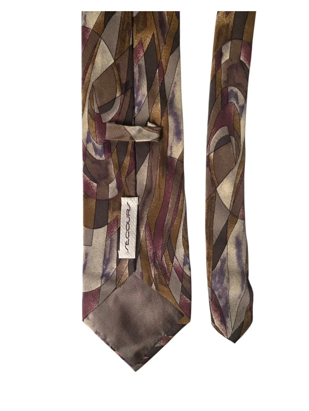 SECOURS Authentic Vintage Multicolor Abstract Silk Necktie Made In Italy NWOT